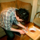 A Brown University student fills out a ketchup-tasting card. (Courtesy of Scott Norton)